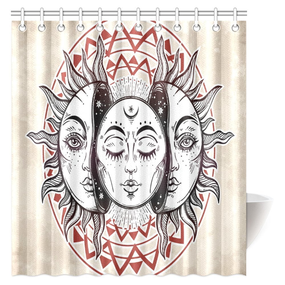 Pop Beautiful Sun And Moon Shower Curtain Vintage Magic Spiritual