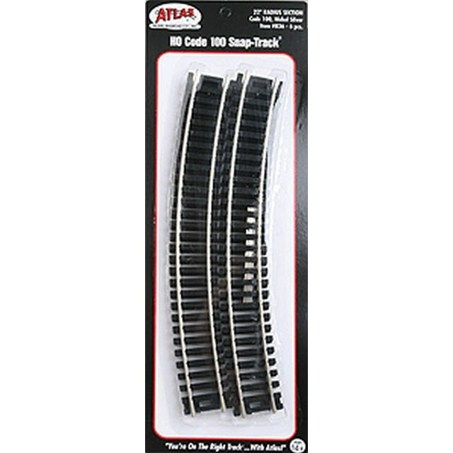 Track Atlas Code 100 níquel-plata con escala HO de 22 radios (6/Bx)