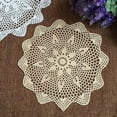 thumbnail image 3 of Lefu Round Lace Table Cloth Flower Tablecloth Vintage Crochet Doily Mats Home Decor, 3 of 8