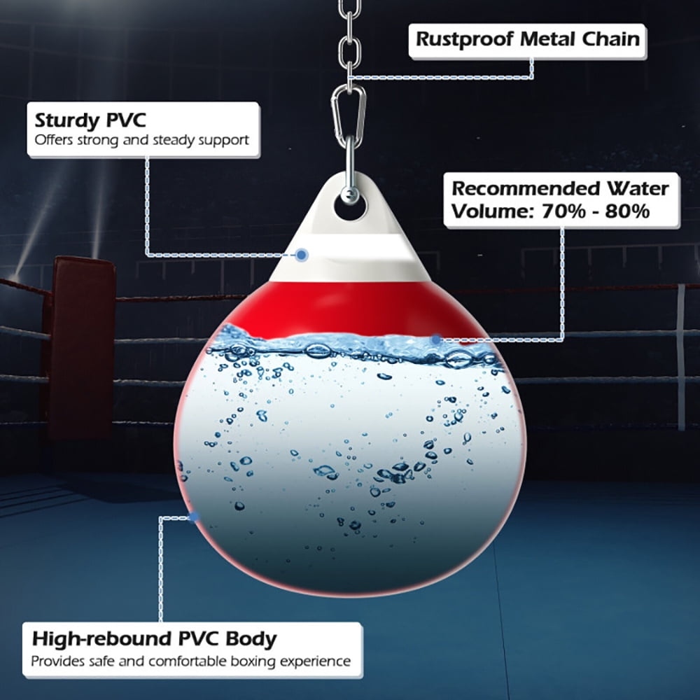 Spaco 18 Inch 110 Pound Heavy Punching Water Aqua Bag, Water Aqua Bag with Adjustable Metal Chain, Punching Bag for Adults, Red