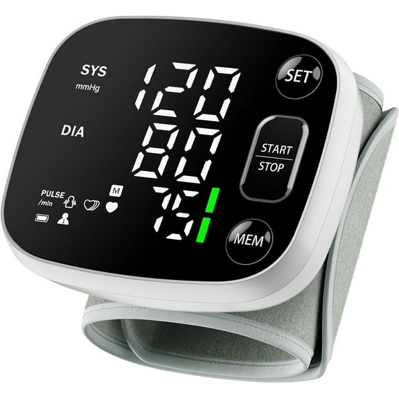 Blood Pressure Monitors for Home Use Rechargeable Blood Pressure Cuff Wrist Digital BP Machine with LED Backlit Display, Voice Broadcast, 240 Memory Storage for 2 Users with Carrying Case