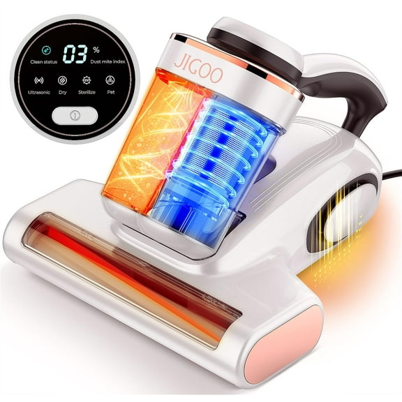 Bed Vacuum Cleaner with Dust Sensor, Mattress Vacuum Cleaner with UV & Ultrasonic and High Heating, 13Kpa Suction 500W Powerful Double-Cup Handheld Vacuums (J300, Corded)