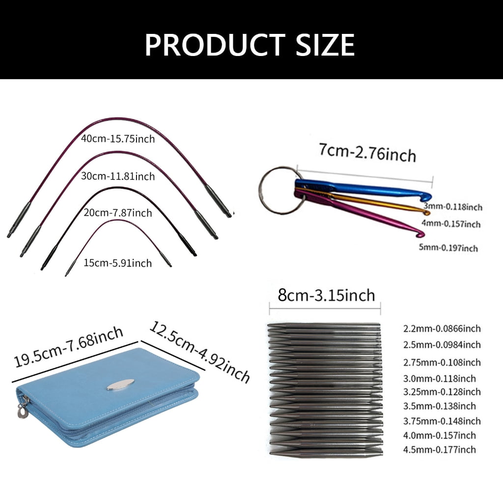 Geemin 2.2mm-4.5mm Interchangeable Circular Knitting Needle Set with Case and Accessories Circular Knitting Pin