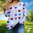 thumbnail image 1 of TaTaai Plus Size Blouse Shiny Stretchy Women's Fashion Multi-Color Heart Allover Print Asymmetrical Shoulder Flared Sleeve Casual Party Top Gift, 1 of 6