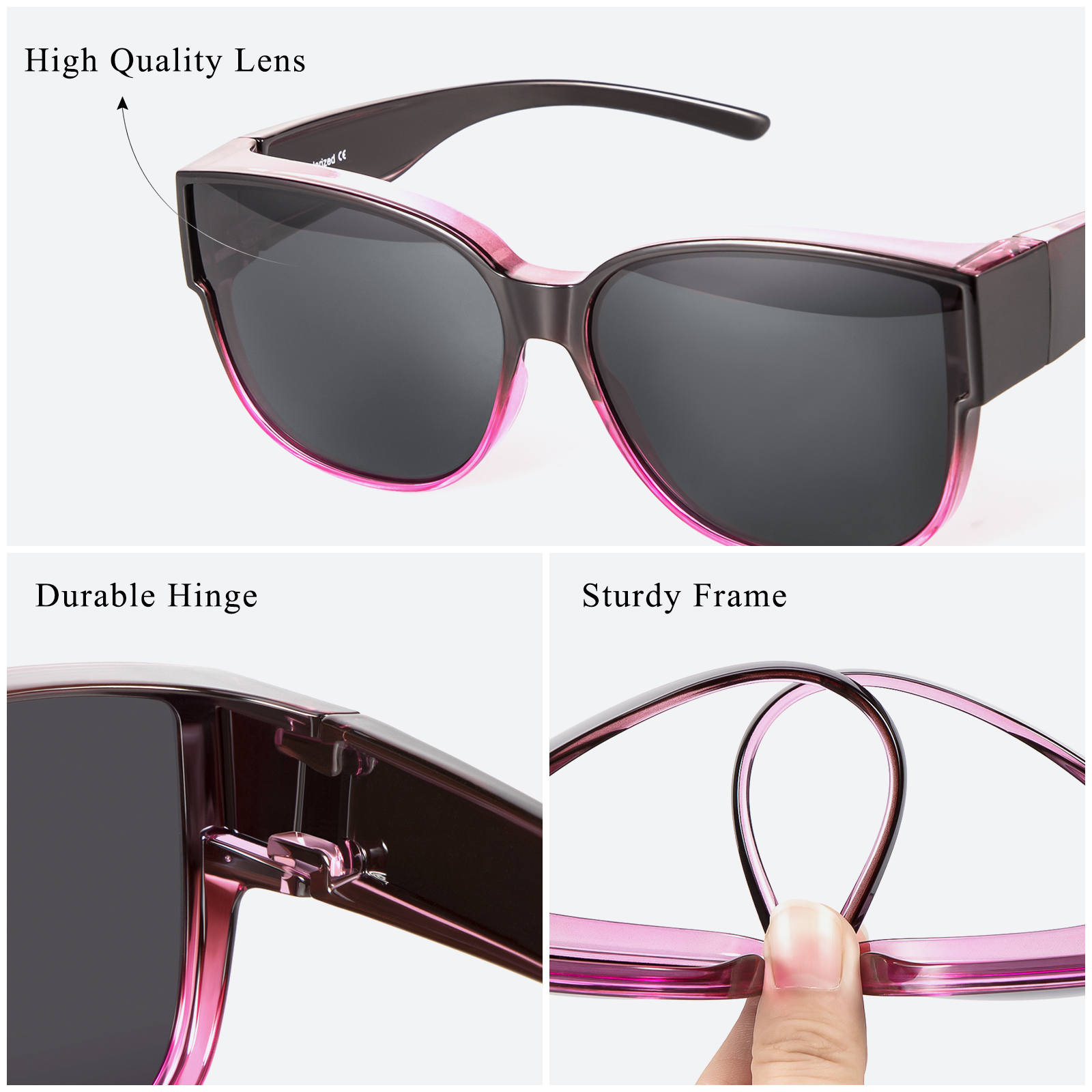 TINHAO Polarized Fit-Over Sunglasses, Purple photo 4