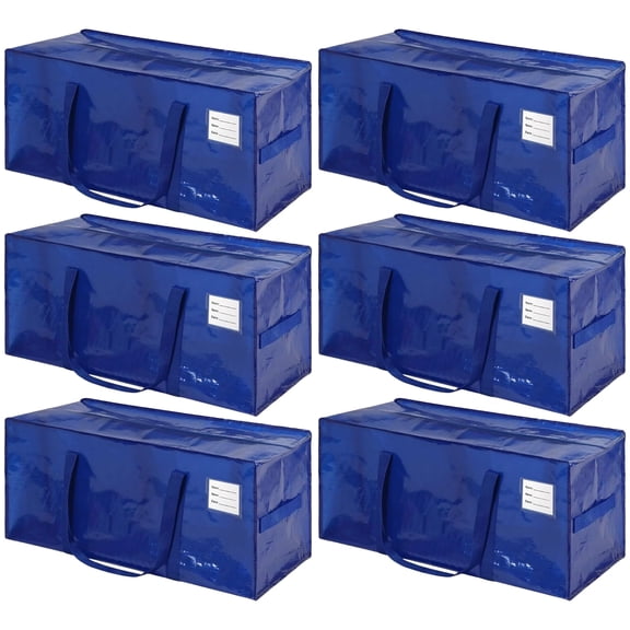 stusgo 6 Pack Extra Large Moving Bags Heavy Duty with Zippers & Carrying Handles, Moving Boxes Alternative, Packing Supplies, Large Storage Bags Totes for Space Saving(Blue)