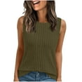 thumbnail image 2 of Clearance under 10$ Sevevn Fashion Women's Casual Sleeveless Solid Ladies Round Neck Top Blouse Gift for Girls Green M, 2 of 8