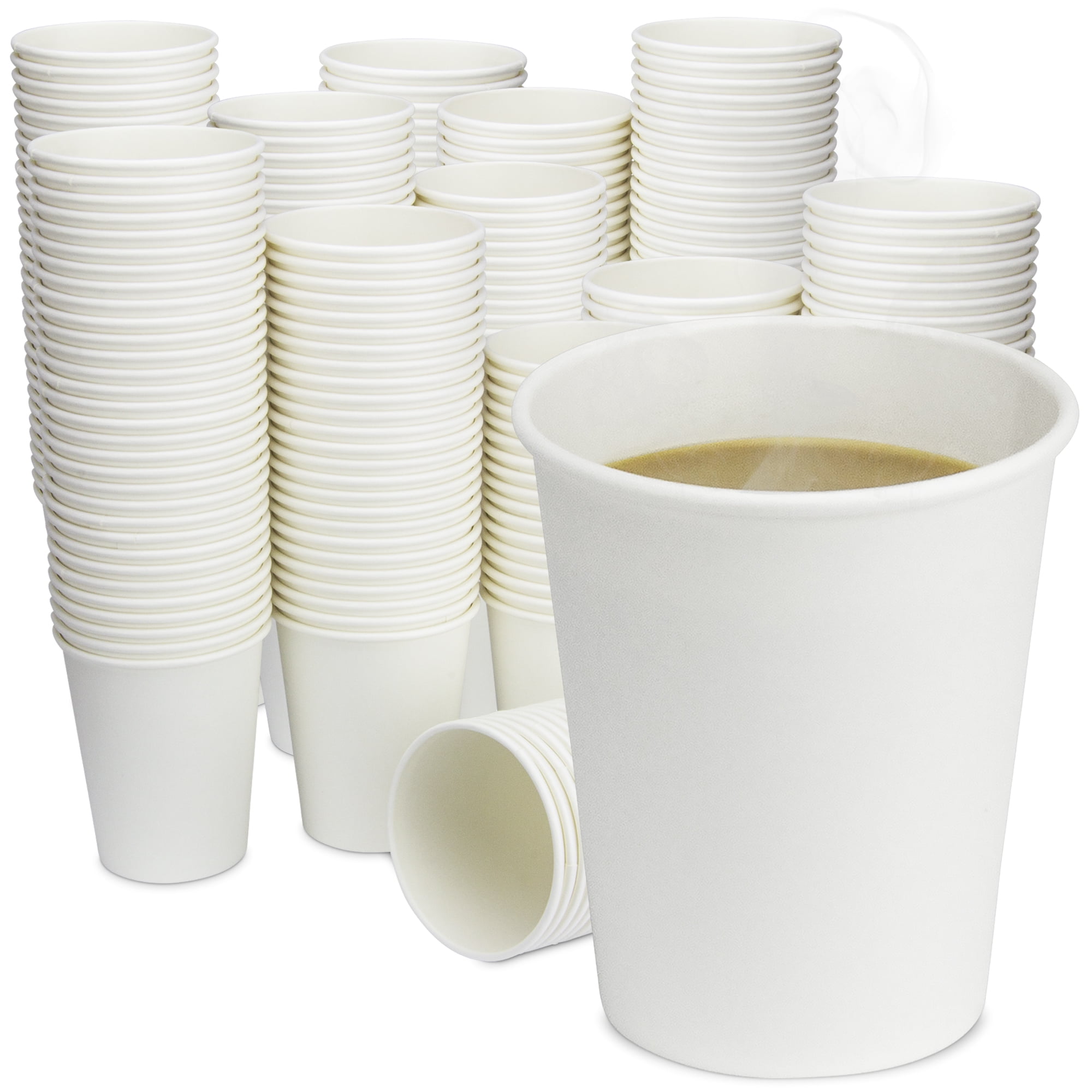 [1000 Pack] 8 oz Disposable White Paper Cups - On the Go Hot and Cold ...