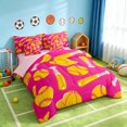 thumbnail image 2 of Manfei Cute Baseball King Bedding, Sport King Bed in a Bag, Hot Pink Yellow, Pink Reversible 7-Piece, 2 of 6