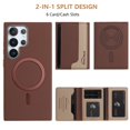 thumbnail image 4 of Decase Premium Flip Magnetic Wallet Case Compatible with Samsung Galaxy S24 FE,Shockproof RFID Wallet Protection Cover with Credit Card & Cash Slot,PC+TPU & PU Leather Hybrid Back Cover,Brown, 4 of 12