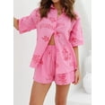 thumbnail image 2 of LMLYSoH Women Shorts Set, Printed Short Sleeve Shirt with Elastic Waist Shorts Summer Outfit, 2 of 8