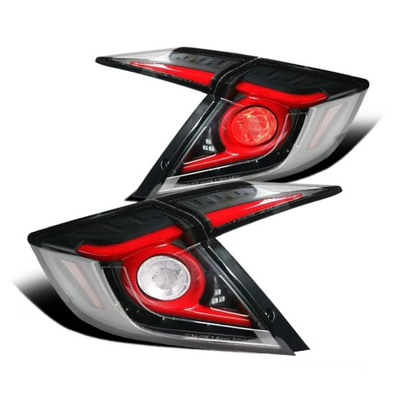 RTMOTO fit for  16-21 Civic X FC Sedan&SI LED Bar Dynamic Signal Tail Lights Red O Tubes/Smoked Lens