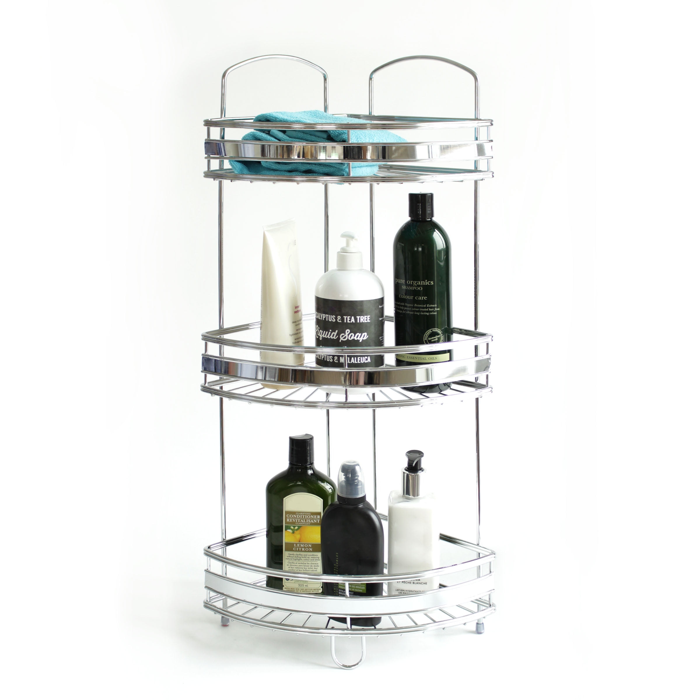 Splash Home Len Corner Shower Caddy For Bathroom 3Shelf Tower CHROME