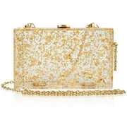 Womens Acrylic Evening Bag Glitter Clutch Purse Transparent Golden Box Handbag Shoulder Bag for Banquets Dinners Parties