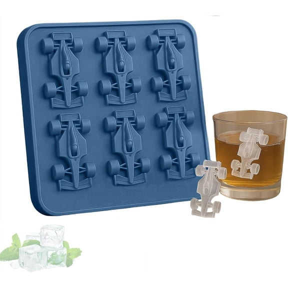 Formula Racing Car Ice Mold, 3D Silicone Race Car Shaped Ice Cube Tray, Flexible & Easy Release Reusable Chocolate Mold for Themed Parties, Whiskey, Cocktails and DIY Baking