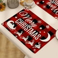 thumbnail image 6 of Christmas Placemats, Holiday Table Mats, Insulated Reusable Cotton Linen Tablecloths for Dining Room, Waterproof Double-Sided Decorative Xmas Table Covers with Plaid and Burlap Design, 6 of 6