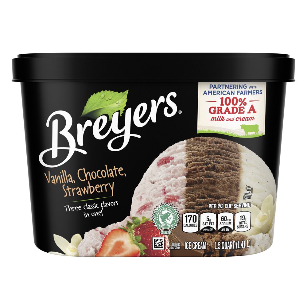 Breyers Original Ice Cream Vanilla Chocolate Strawberry 48 ...