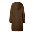 thumbnail image 5 of MKLEKYY Womens Coats and Jackets Women Casual Long Hooded Drawstring Solid Zip Jacket Pockets Jacket Zipper Coat, 5 of 5