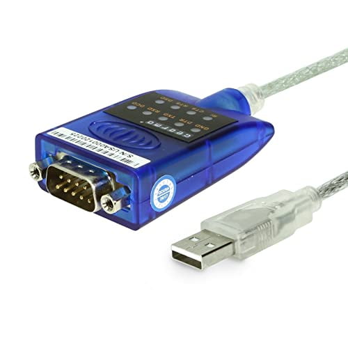 Gearmo Adaptateur Série USB FTDI Puce RS232 DB-9 920K W / Tx / Rx LED, Windows 10, 8, 7