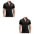 thumbnail image 1 of Minnieouse Camisa de mezclilla delgada para hombre, manga corta, estilo americano, cierre de botones, ajuste muscular, ropa informal, camiseta de Type7 NO7, 1 of 6
