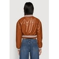 thumbnail image 5 of Womens Daisy Faux Leather Cropped Bomber Jacket, 5 of 5