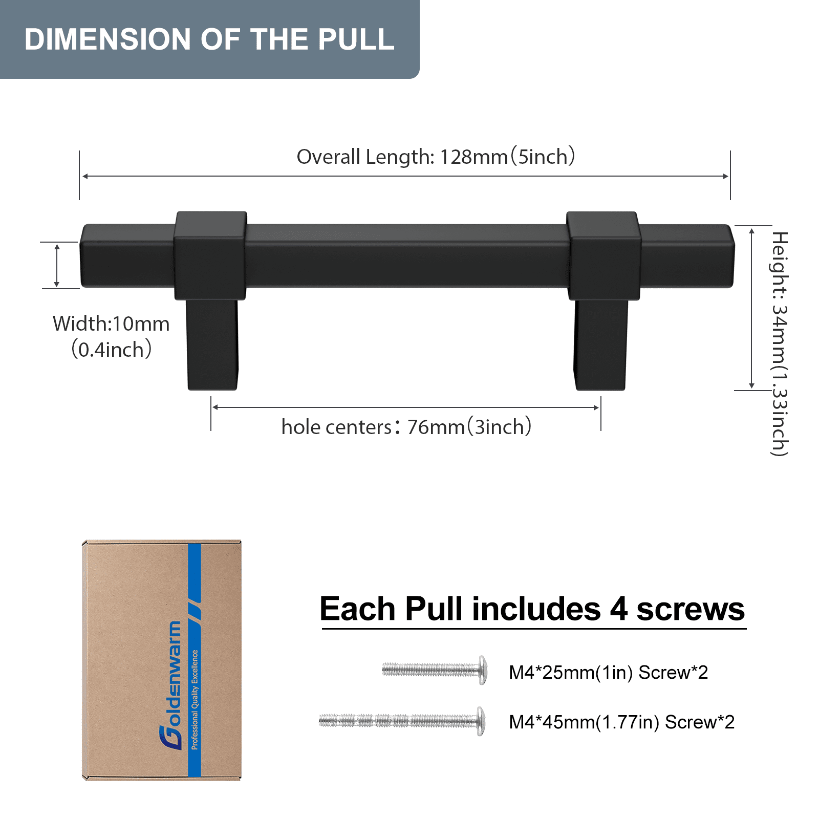 Goldenwarm 10 Pack Kitchen Cabinet Pulls Matte Black Dresser Handle Cabinet Hardware 3in hole Center