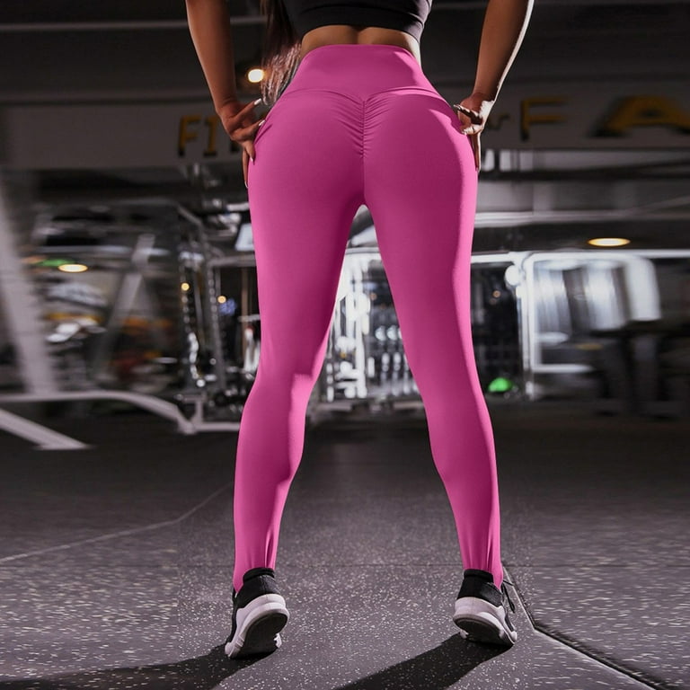 HAPIMO Savings Women's Yoga Pants High Waist Hip Lift Tights Stretch Athletic  Workout Pants Slimming Tummy Control Running Yoga Leggings for Women Pink XL  
