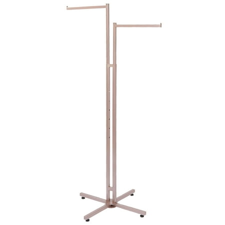 SSWBasics 2-Way Clothing Rack - Adjustable Rose Gold Garment Rack with Straight Arms - Sleek Sturdy and Durable Hanging Racks for Clothes - Ideal for Retail Boutique and Thrift Spaces