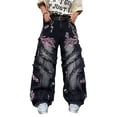 thumbnail image 6 of Mrmall Mens Cherry Blossom Embroidery Baggy Jeans Fringe Patchwork Wide‑Leg Denim Pants Y2K Streetwear Trousers, 6 of 6