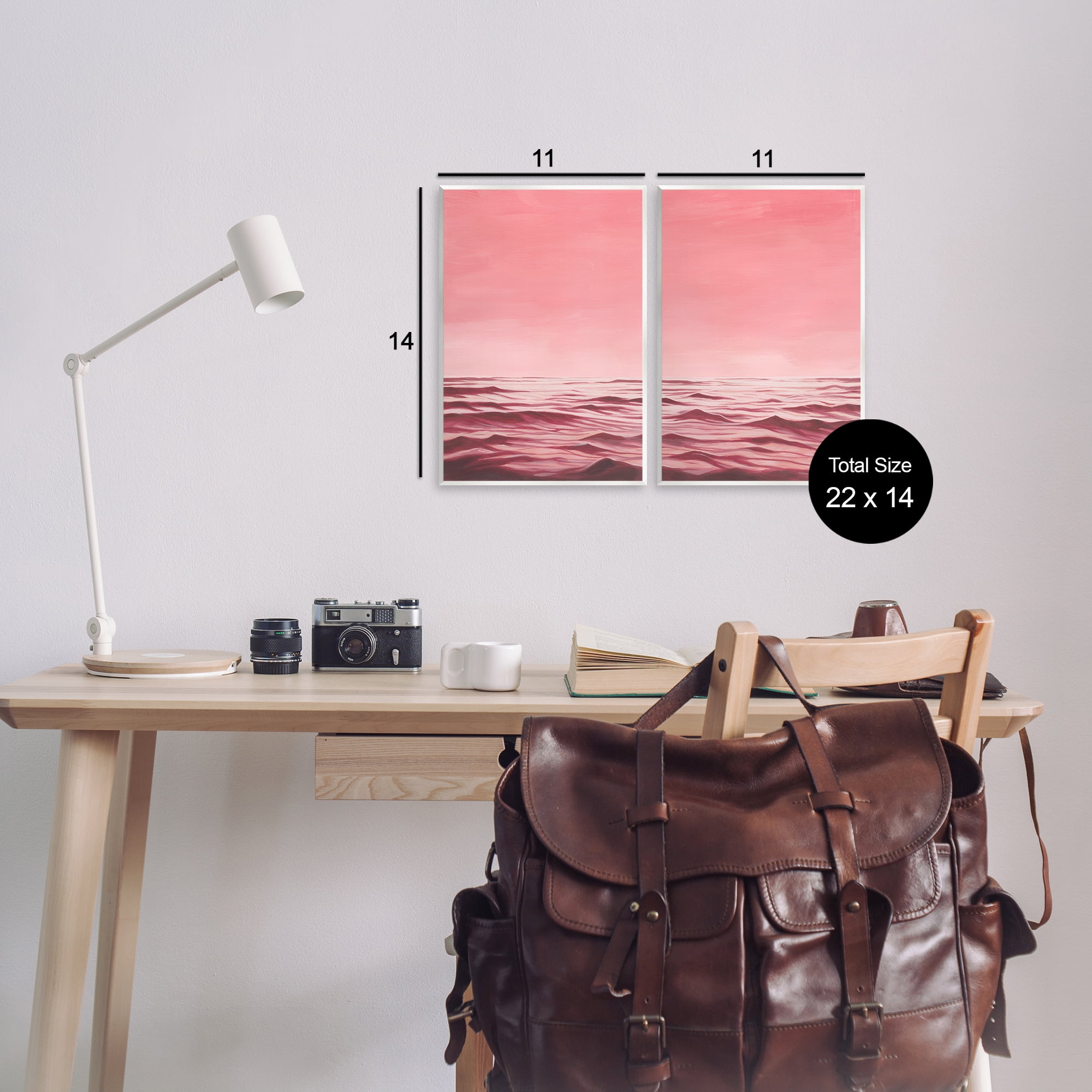 Stupell Industries Pink Calm Seascape Nautical & Beach Painting Unframed Art Print Wall Art, 11 x 14, Set of 2