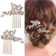 thumbnail image 2 of Wedding Hair Comb Elegant: 2PCS Fake Crystal Bridal Hair Piece Bridal Side Comb, 2 of 6