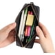 thumbnail image 3 of Estuche para lápices de piel negra, con cierre portátil para rotulres de pluma estilográfica, cambio de monedas, regalo para adultos, hombres y mujeres (negro), 3 of 3