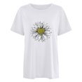 thumbnail image 4 of Hauts d'Été pour Femmes 2023 T-shirt à Manches Courtes Imprimé Petite Marguerite Col Rond Ample Blouse Pull, 4 of 5