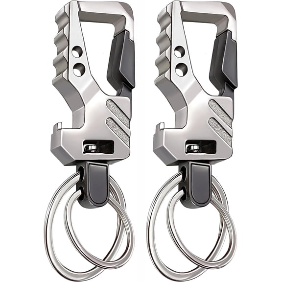 2pcs Car Key Chain, Heavy Duty Auto Keychain Bottle Opener with Double Keyrings Carabiner, Universal Keychain