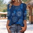 thumbnail image 4 of Xuyuer Fashion Women's Boho Unisex Print Loose Casual Round Neck 3/4 Sleeve T-Shirt Oversized Top, 4 of 7