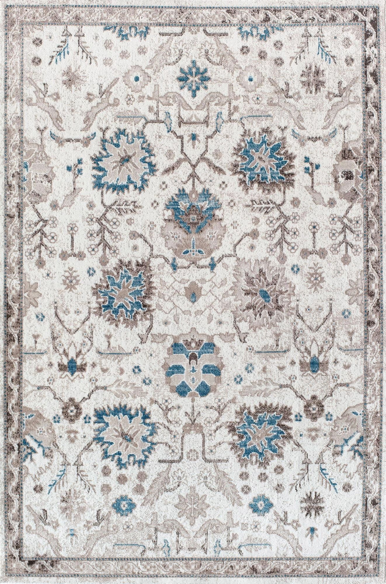 Freida FY55B Honeysuckle Vintage Farmhouse Cream Area Rug, 2'6"x8'