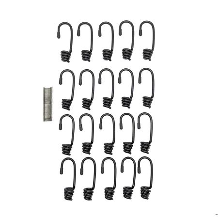 

Hook & Cord - Metal Plastic Coated Spring Hooks with 40 Crimps 1/4 in. 20 ct.
