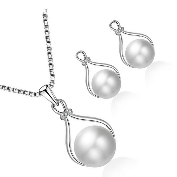 Conjunto de collar y aretes Bling Bling de perlas para mujer diseño aerodinámico