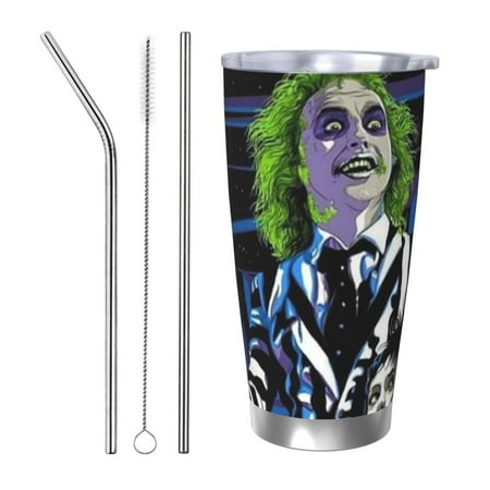 

Beetle Juice Coffee Mug 20 Oz Insulated Stainless Steel Coffee Travel Mug | Vacuum Sealed Cartoon Design Bottle for Car & Gifts