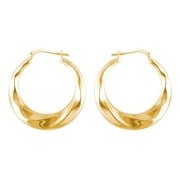 Brilliance Fine Jewelry Women's 14K Gold Plated Sterling Silver Swirl Hollow Hoop Adults Earrings