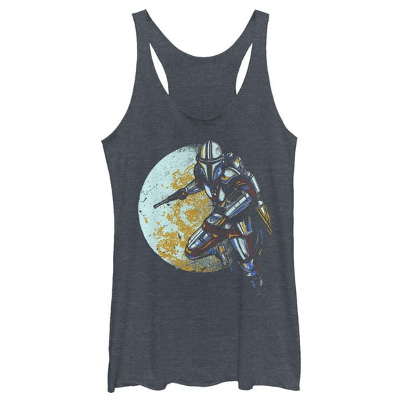 Women's Star Wars: The Mandalorian Mandalore's Moon Racerback Tank Top Navy Blue Heather Small
