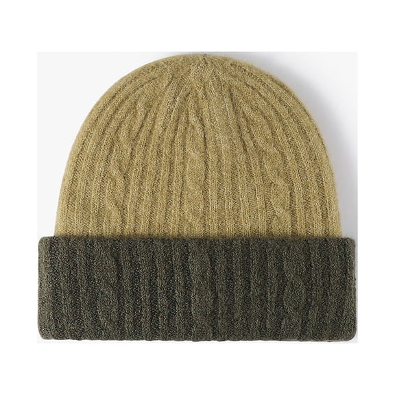 Knitted Hat Women's Winter Outdoor Double Warm Thickened Ear Protection Cold Hat Fashion Jacquard Colorblock Joker Wool Hat