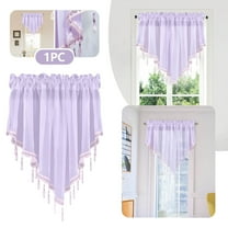 Curtain Valances for Windows 1 Pack, 51"x24" Light Blue, Triangle Window Curtains for Living Room Bathroom Cafe Laundry Basement, Sheer Lace Top Curtain with Crystal Beads