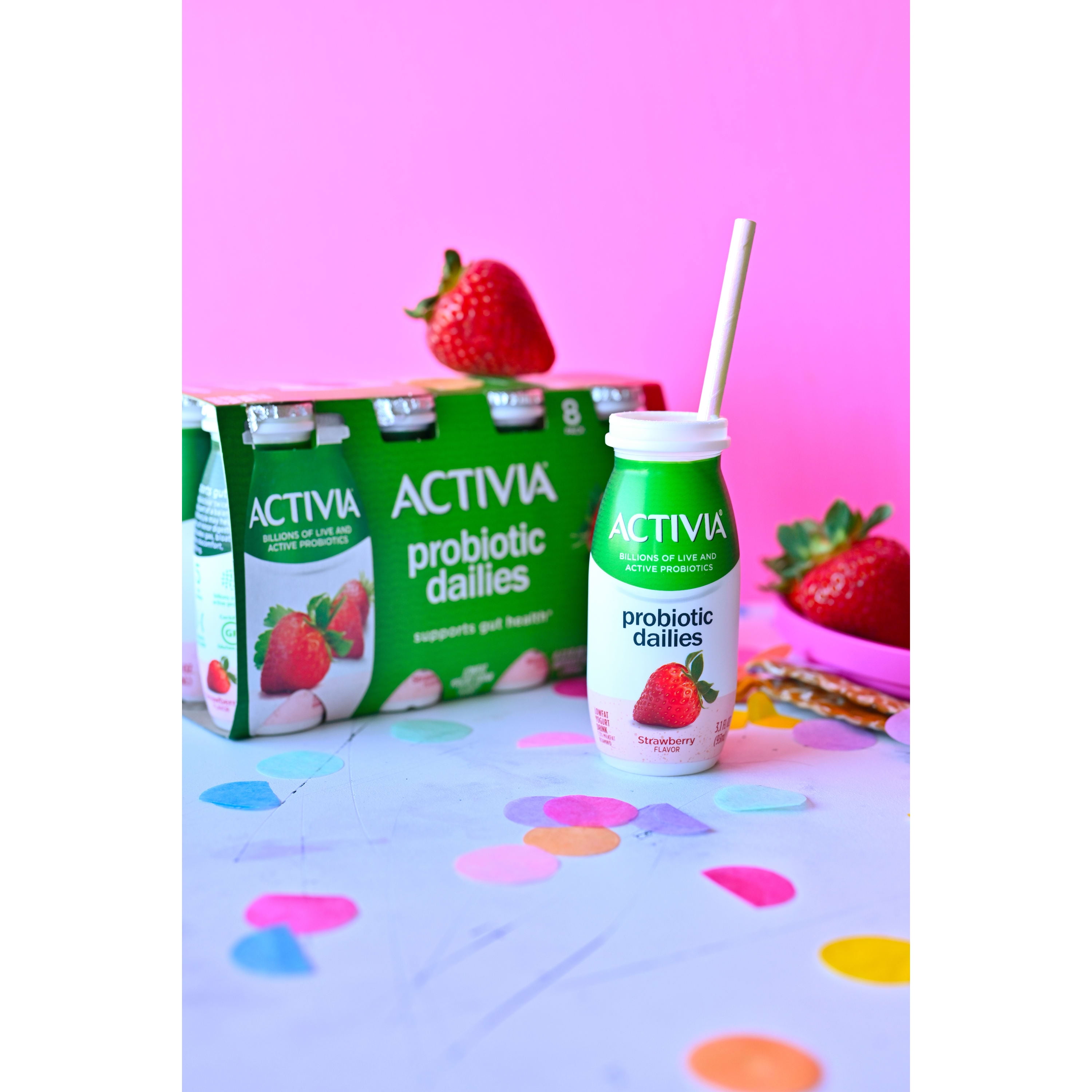  Yogur probiótico de fresa Activia, 4 onzas, 24 por caja. :  Comida Gourmet y Alimentos