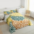 thumbnail image 3 of Homewish Retro Geometric Flower Full Size Comforter Sets,Bohemain Dahlia Bedding Comforter Set,Blue Yellow Orange Bedding Sets For Adult,Ultra Soft Home Decor Reversible,3pcs, 3 of 8