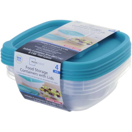 (4 Pack) Mainstays Never Lost 30 Oz Food Storage Containers with Lids, 4