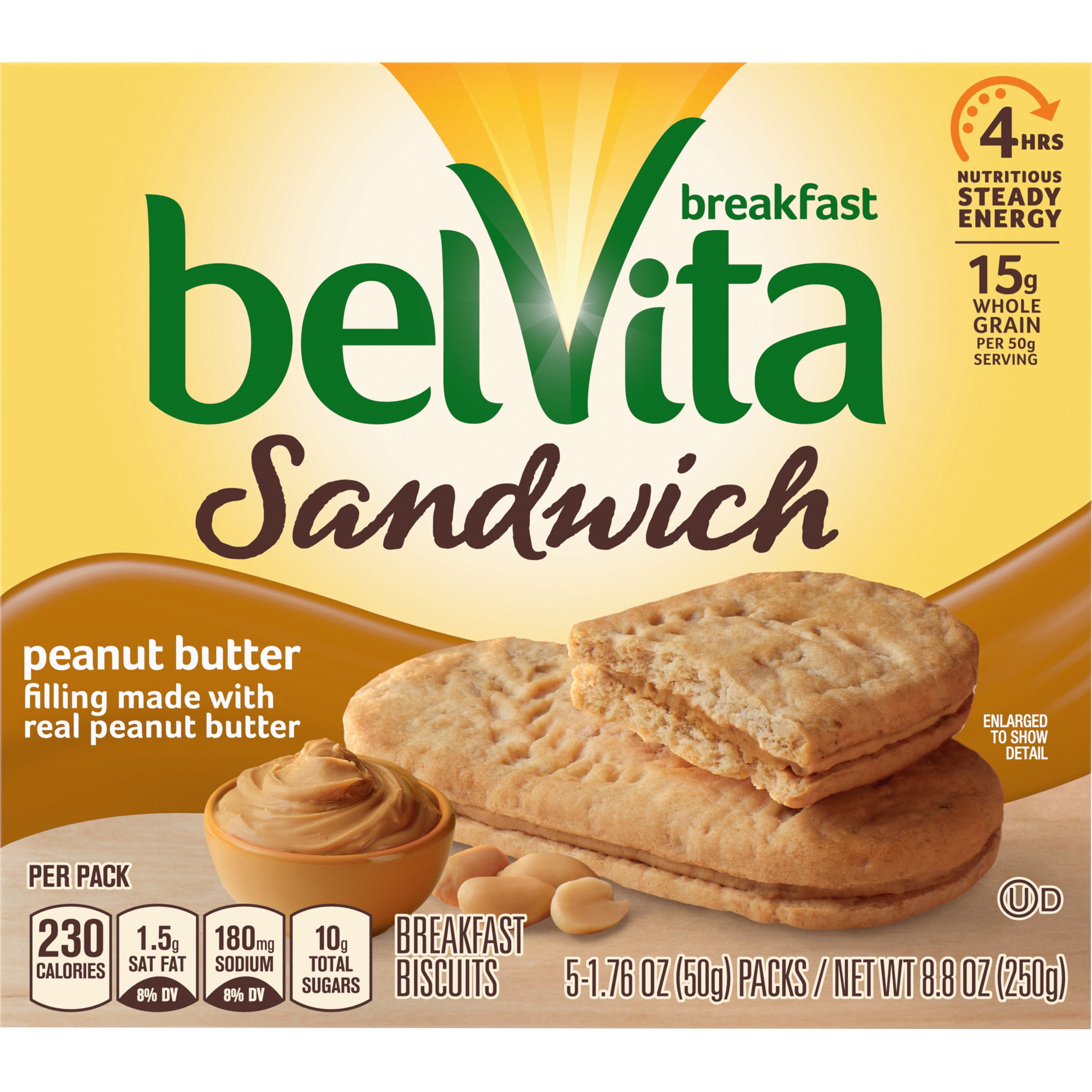 belVita Peanut Butter Breakfast Biscuits, 5 Packs, 8.8 Oz.