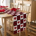 thumbnail image 4 of Newhomestyle Valentine's Day Red Plaid Table Runner 13 x 72 inch Valentine Red Black Buffalo Check Plaid Love Heart Table Runner Non-Slip Dresser Scarves, 4 of 9