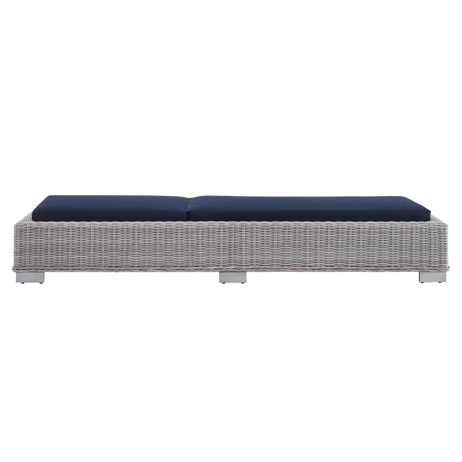 Modway Conway Sunbrella? Outdoor Patio Wicker Rattan Chaise Lounge in Light Gray Navy - image 4 of 10
