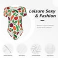 thumbnail image 4 of KLL Women 's Crew Neck Bodysuit Jumpsuits Vegetables Print Short onesies Stretch T Shirts, 4 of 7